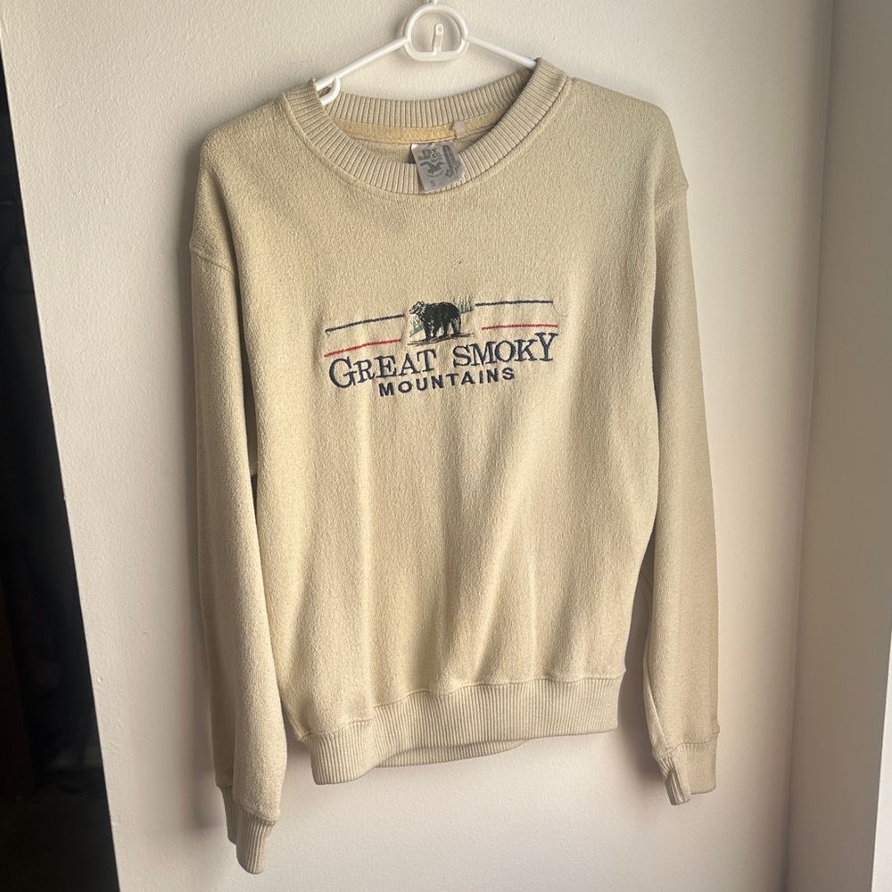 Great Smoky Mountains Beige Crewneck Sweater